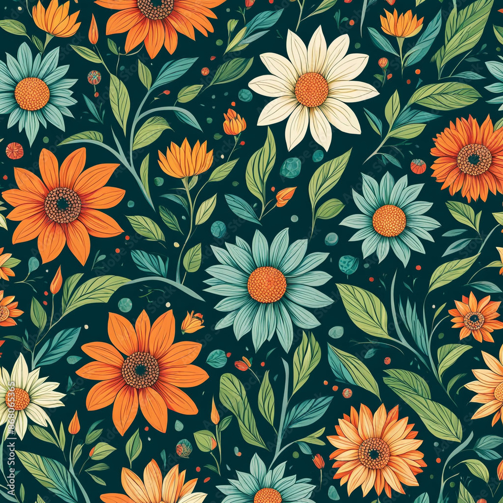 Seamless floral pattern background design 
