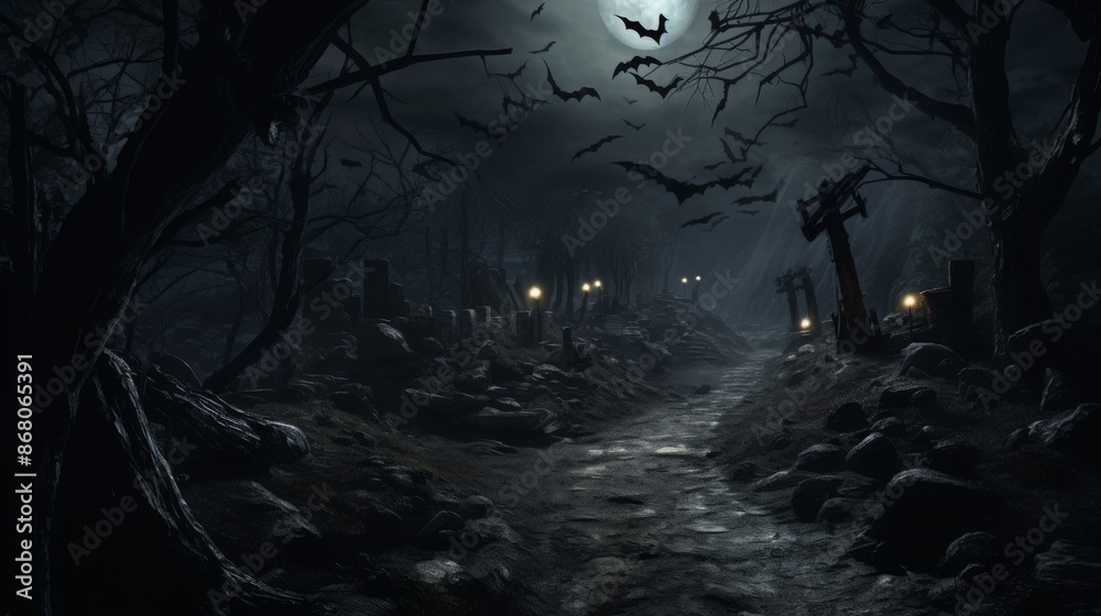 A Dark and Eerie Path Through a Haunted Forest A Dark and Eerie Path Through a Haunted Forest
