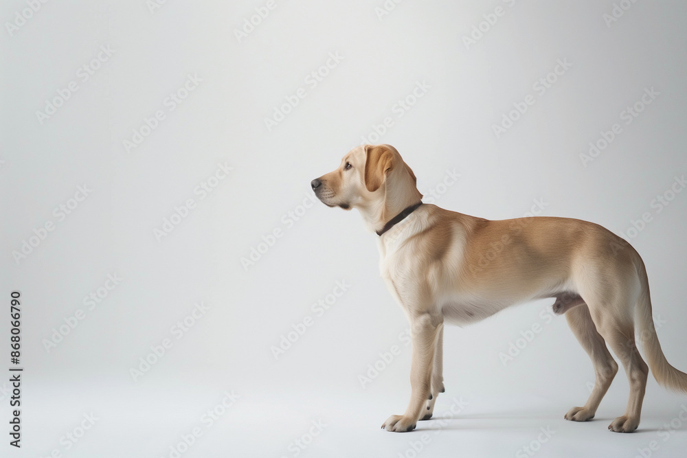 Dog on White Background with Space for Text