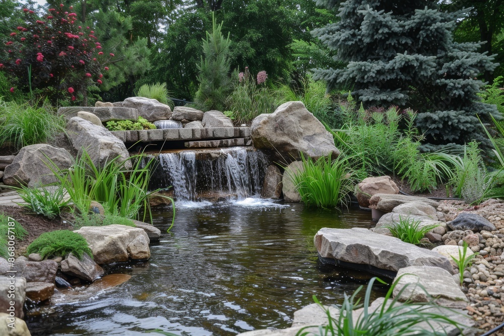 Water Feature in a Tranquil Garden Water Feature in a Tranquil Garden