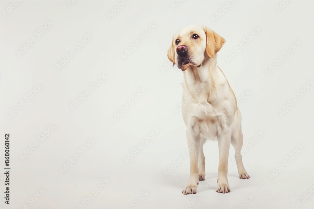 Dog on White Background with Space for Text Dog on White Background with Space for Text