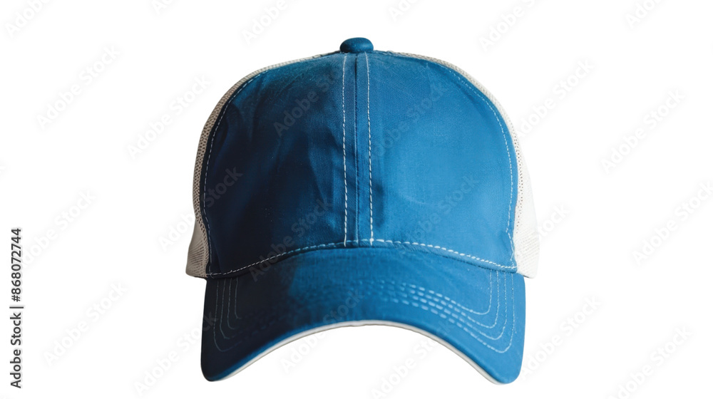 Stunning blue and white Baseball Cap on transparent background Stunning blue and white Baseball Cap on transparent background