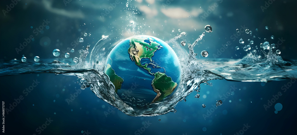planet earth in the form of a globe in transparent water planet earth in the form of a globe in transparent water