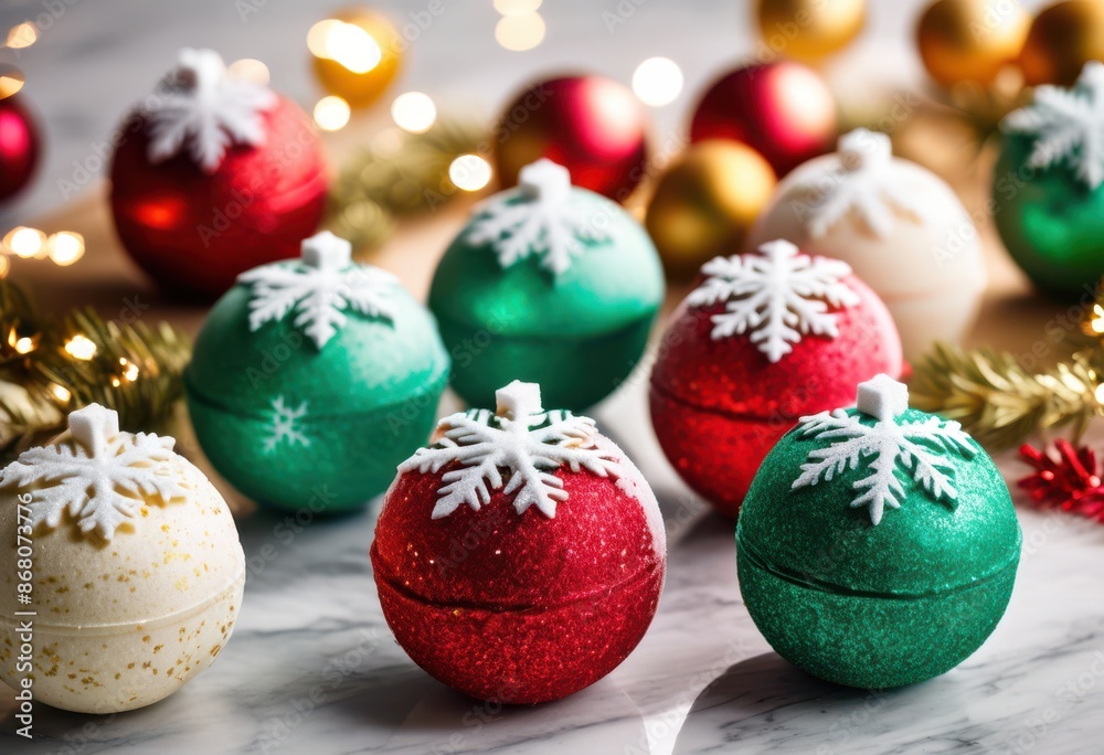 festive christmas bath bombs set holiday designs relaxing spa experience, colorful, scented, aromatic, gift, joy, celebration, relaxation, pampering, skincare festive christmas bath bombs set holiday designs relaxing spa experience, colorful, scented, aromatic, gift, joy, celebration, relaxation, pampering, skincare
