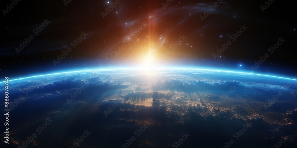 Fototapeta premium Sunrise Over Earth From Space