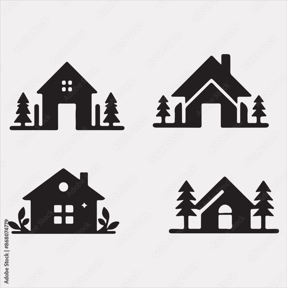 Fototapeta premium Home Improvement logo vector Silhouette art illustration with a solid white background