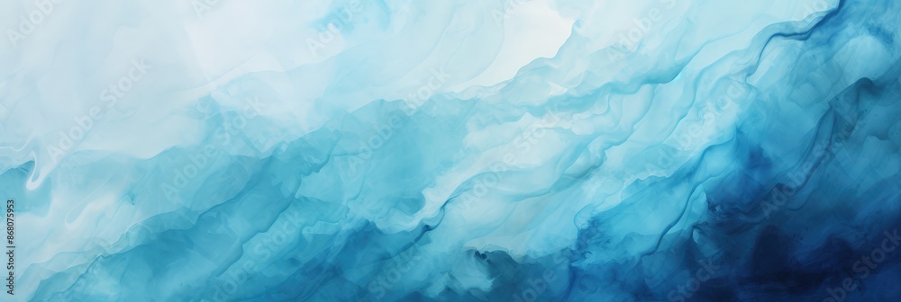 Abstract Blue and White Swirling Painting