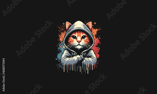 cat wearing jacket vector artwork design