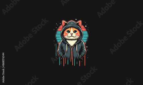 cat wearing jacket vector artwork design
