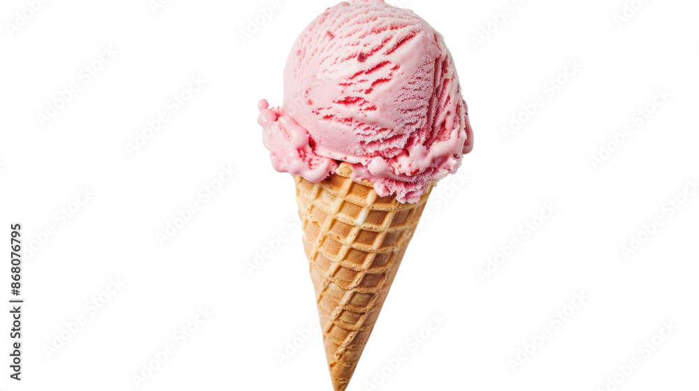 Strawberry Ice Cream Cone on transparent background Strawberry Ice Cream Cone on transparent background