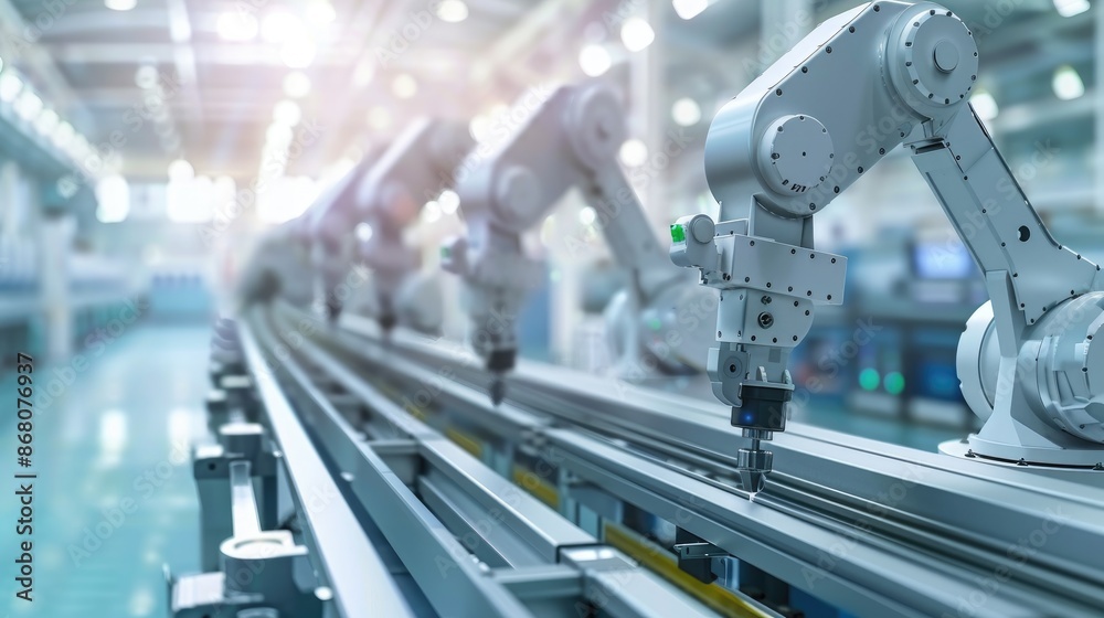 Robotic arms working on a production line Robotic arms working on a production line