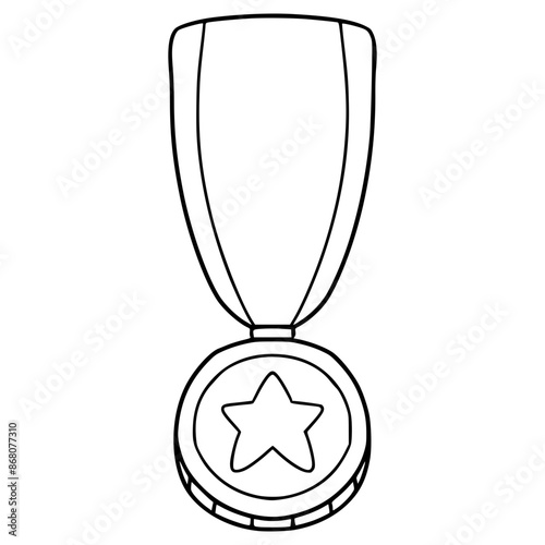 medal star illustration hand drawn outline vector
