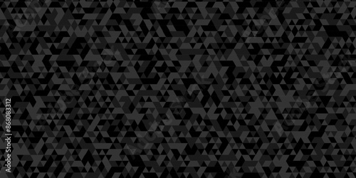  Vector geometric seamless technology black triangle element light background. Abstract digital grid light pattern black and gray Polygon Mosaic triangle Background, business and corporate background