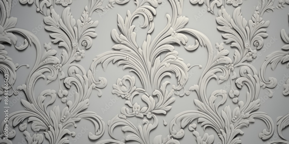Fototapeta premium Elegant White Floral Damask Pattern