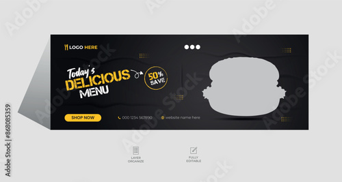 Restaurant fast food sale facebook cover design, social media banner, page timeline, header, web banner ads.