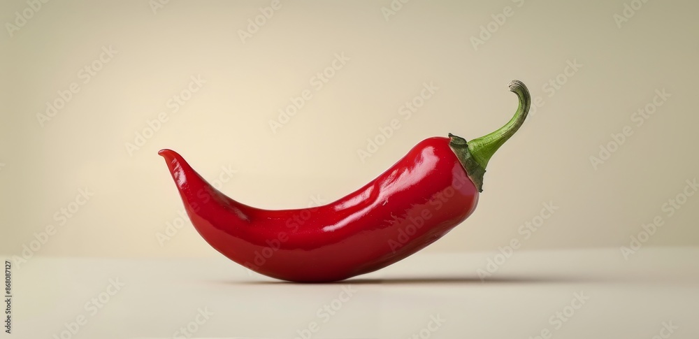 Single Red Chili Pepper on White Background in Daylight Single Red Chili Pepper on White Background in Daylight