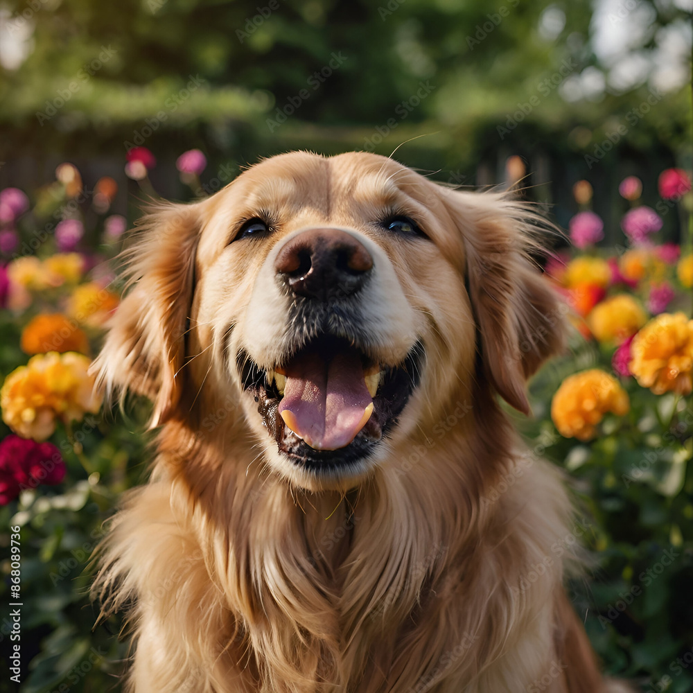 Free photo of Labrador retriever dog surrounded by colorful blooms. AI generative image. Free photo of Labrador retriever dog surrounded by colorful blooms. AI generative image.