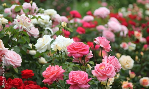Blooming Roses in a Lush Garden © AgungRikhi