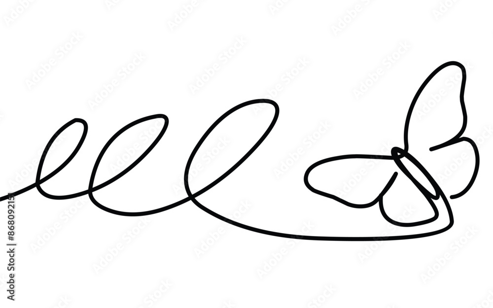 Butterfly drawing with one continuous editable line. Minimalistic linear design of beautiful butterfly for logo, business, social media. Vector ilustration Butterfly drawing with one continuous editable line. Minimalistic linear design of beautiful butterfly for logo, business, social media. Vector ilustration