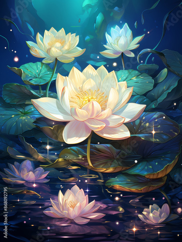 Lotus in the dreamy pond