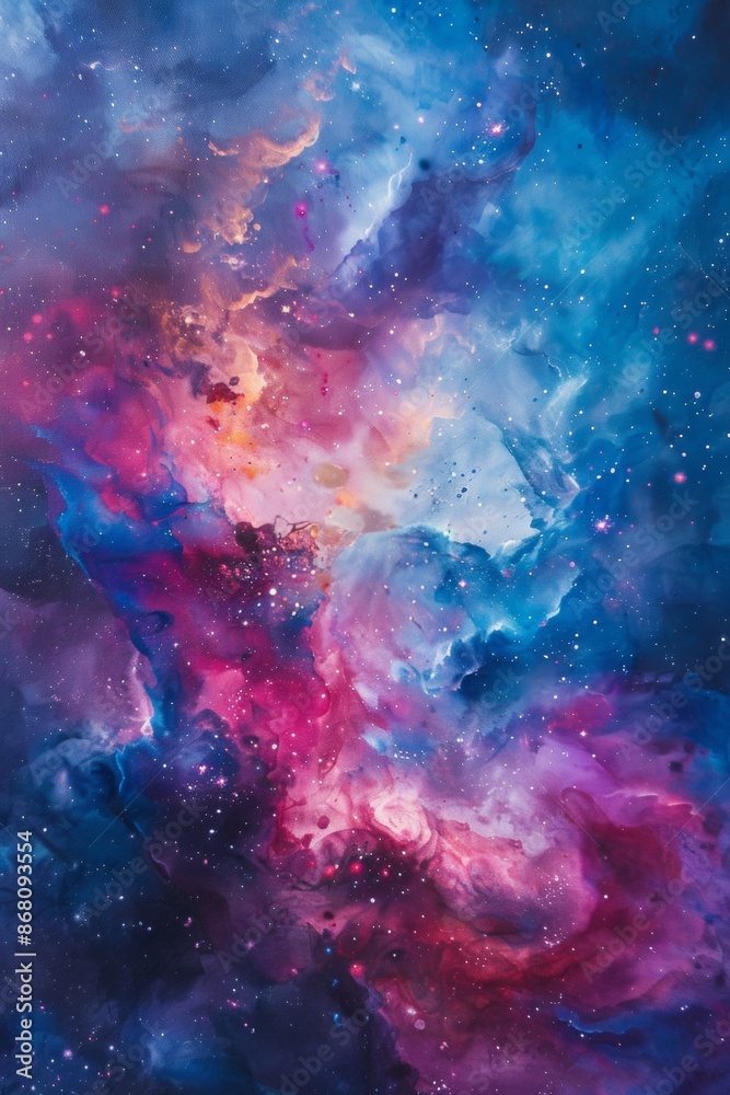 Obraz premium A cosmic nebula reimagined as a splash of colorful paint on a canvas