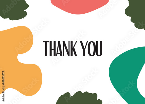 illustration of thank you card design with colorful abstract shapes