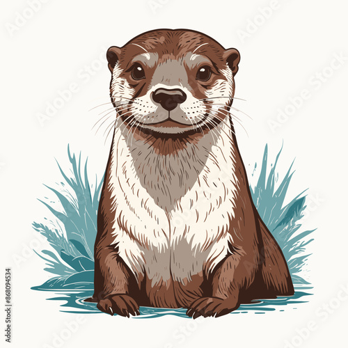 Charming River Otter Illustration
