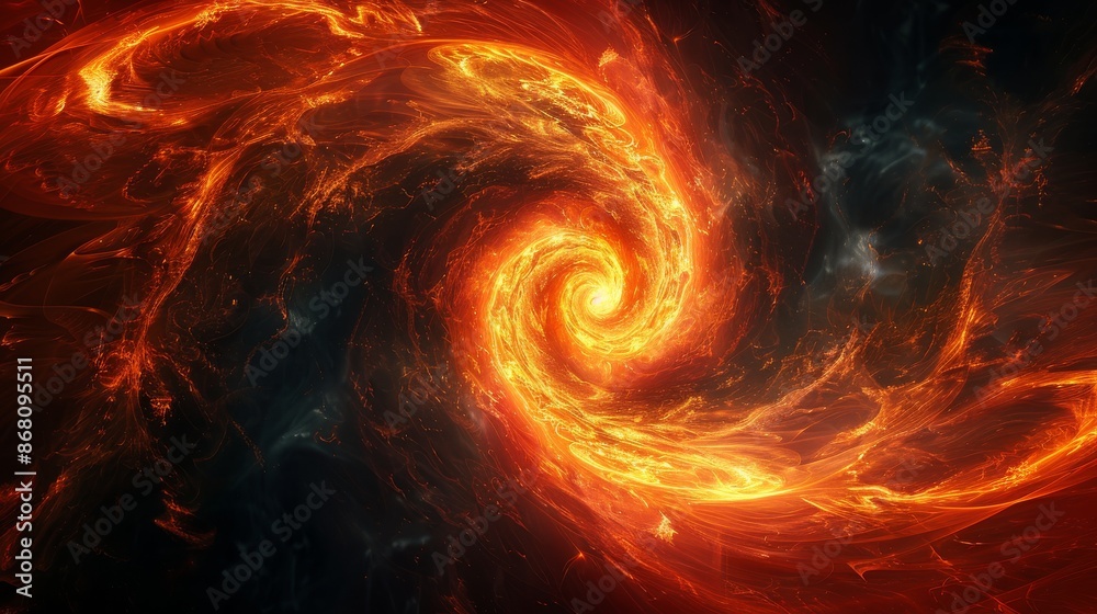 Fiery Spiral Galaxy in Space Art Illustration