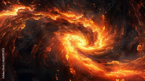 Fiery Spiral Galaxy in Space Art Illustration