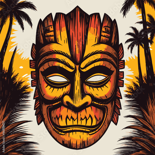 Fierce Tiki Mask Illustration