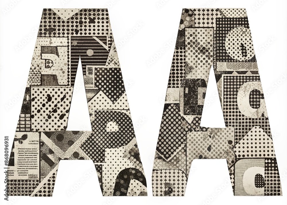 Ransom halftone collage style letters numbers and punctuation marks cut ...