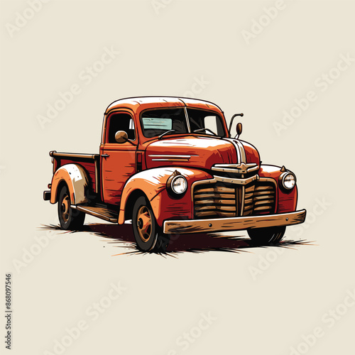 Vintage Pickup Truck Illustration