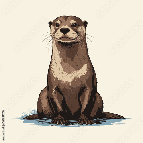 Vintage River Otter Illustration