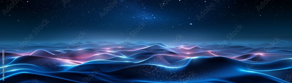 Abstract blue and purple waves with a starry sky. Abstract blue and purple waves with a starry sky.