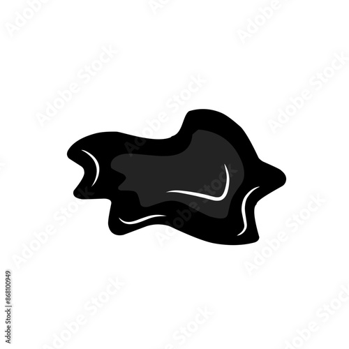 Spill of black oil puddle industry