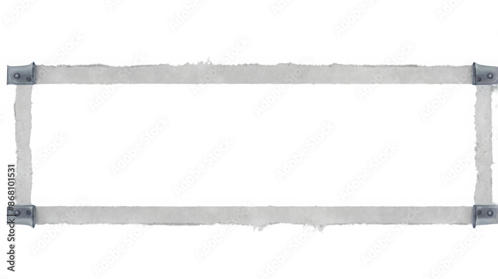 Fototapeta premium Rough grunge border overlay with paint roller marks and worn texture on transparent background