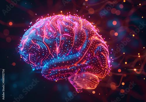  colorful glowing brain with digital connections