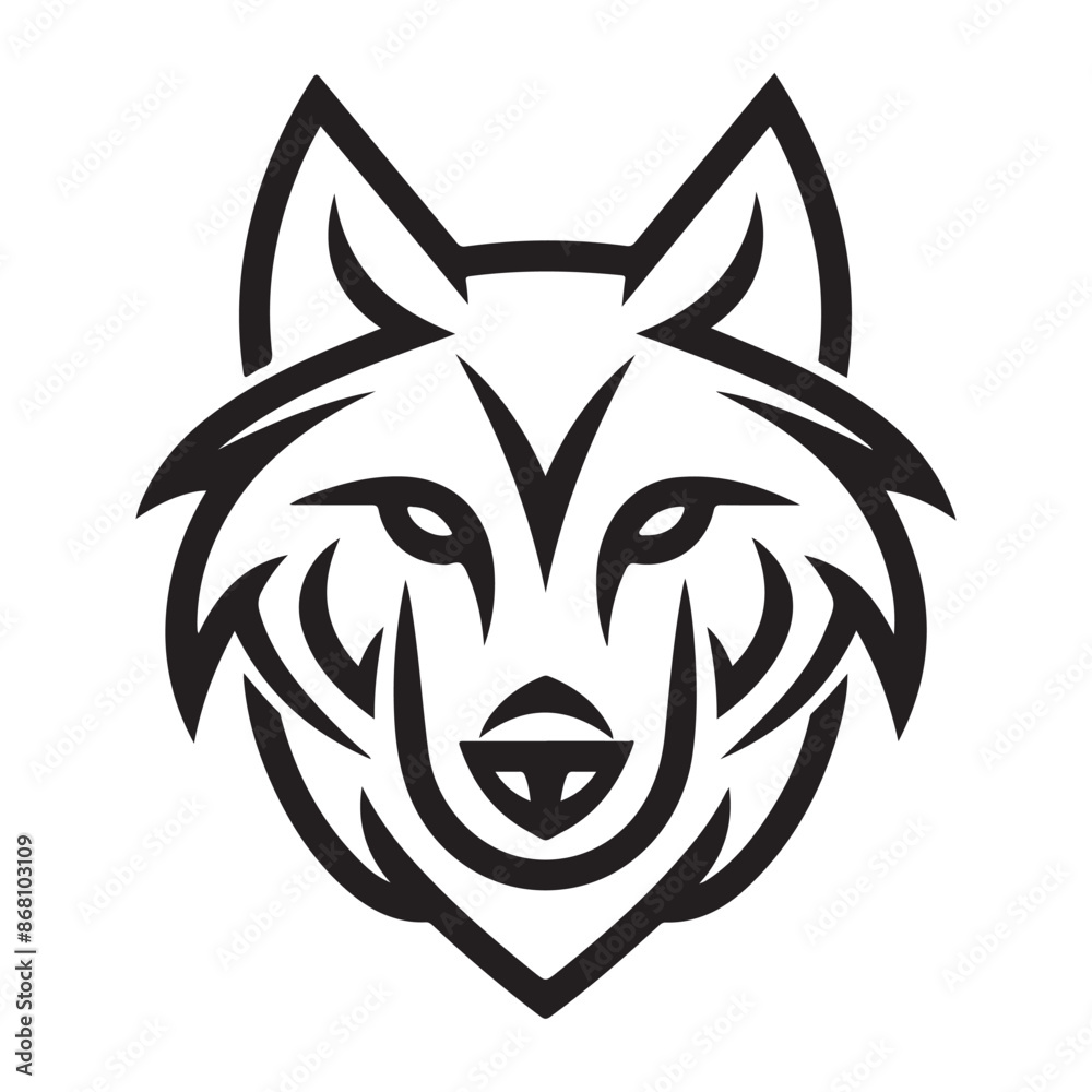 wolf single Line Icon Vector Design outline.
