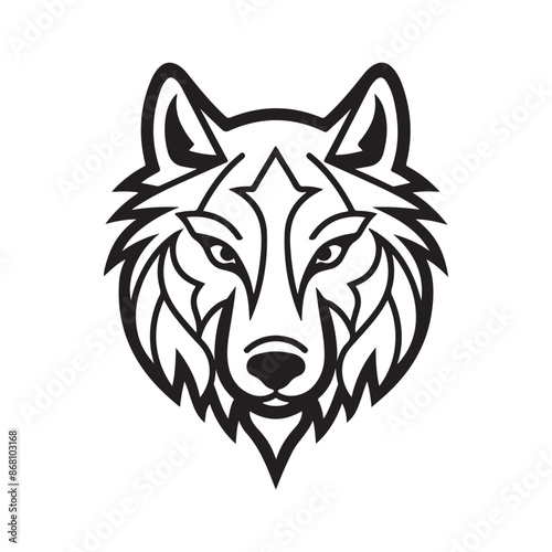 wolf single Line Icon Vector Design outline.
