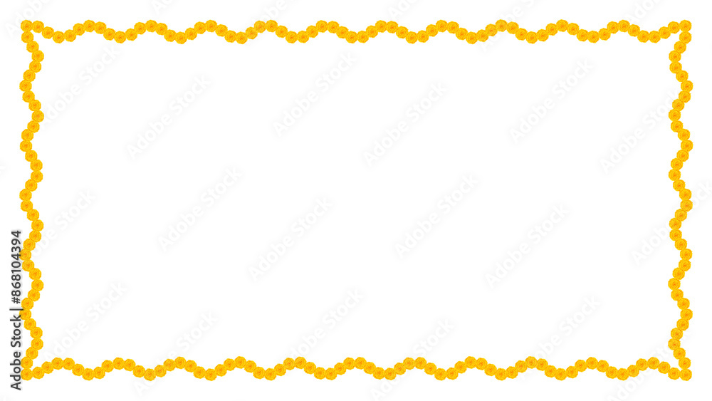 Obraz premium Marigold toran floral vector wedding and festival decoration, Diwali decoration Traditional indian garland, Toran border PNG frame transparent Background