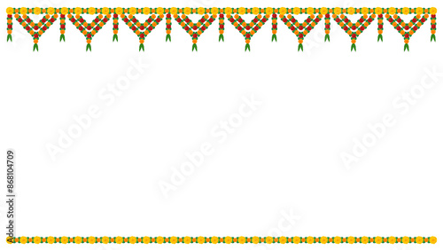 Foto Marigold toran floral vector indian wedding, festive decoration, Diwali decorati