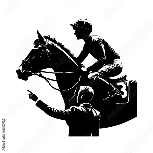 Jockey gesture silhouette vector. Jockey gesture sports logo template illustration 