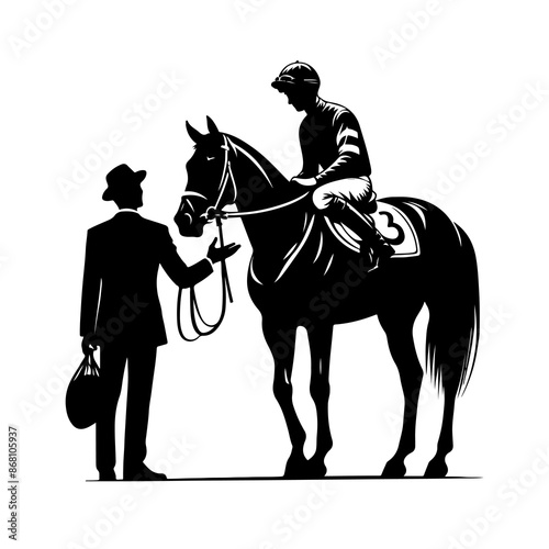 Jockey gesture silhouette vector. Jockey gesture sports logo template illustration 