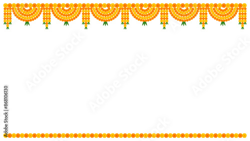Quadro su tela Traditional indian garland marigold toran floral vector wedding and festival dec