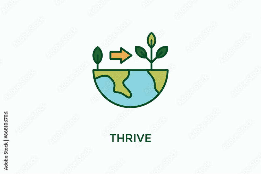 Naklejka premium Thrive Vector Icon Or Logo Illustration