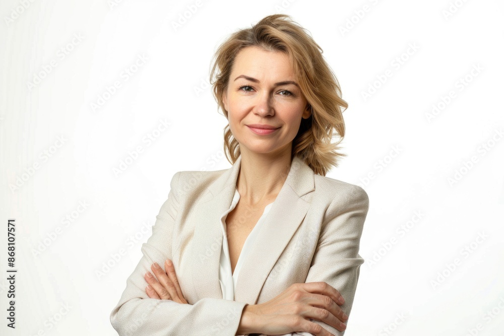 happy woman ceo isolated on white background. caucasian woman ceo in studio. happy woman ceo isolated on white background. caucasian woman ceo in studio.
