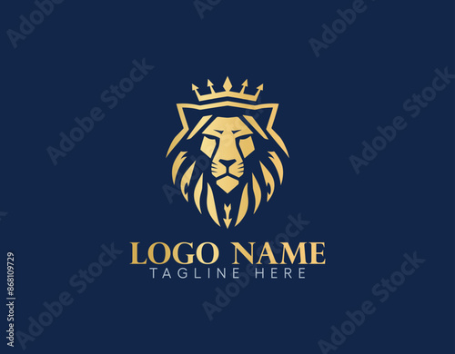 Abstract creative geometric logo lion head logo