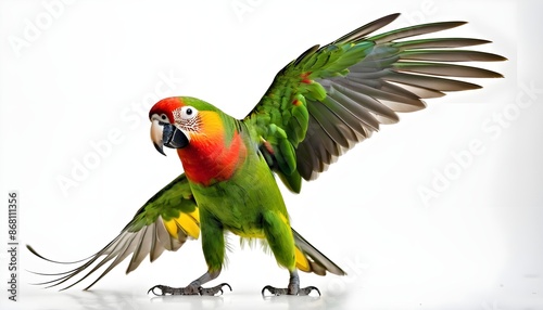 A Captivating Portrait of a Parrot on a White Background, Highlighting Its Graceful Feathers and Expressive Eyes, red and yellow macaw