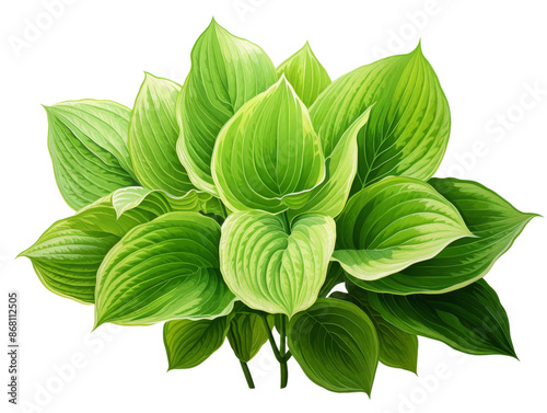 Vibrant green Hosta plant with variegated leaves, perfect for garden designs and nature-themed projects.