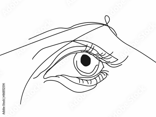 Monochrome Line Drawing: Diagnostic Eye Examination Utilizing Luminous Inspection
